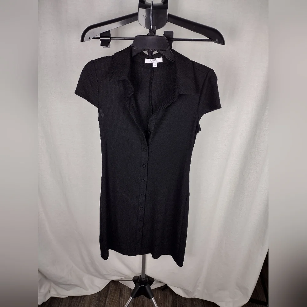 AFRM Black Short Sleeve Button Front Dress Size Small (4-6) NWT - Picture 5 of 15